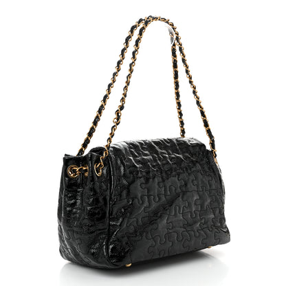 Chanel Patent Puzzle Accordion Flap Bag Black 3 of 10