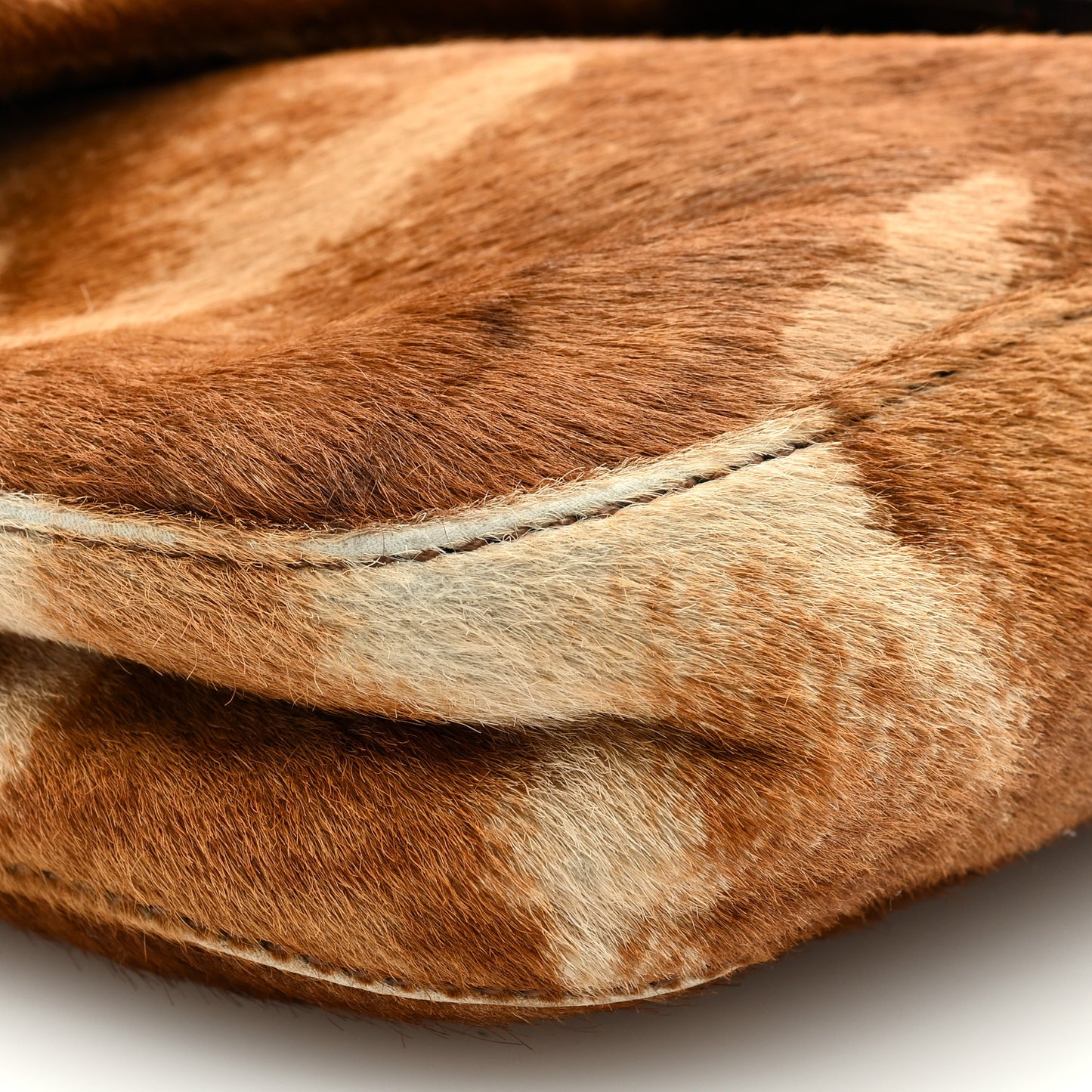Calf Hair Zebra Print Baguette Brown