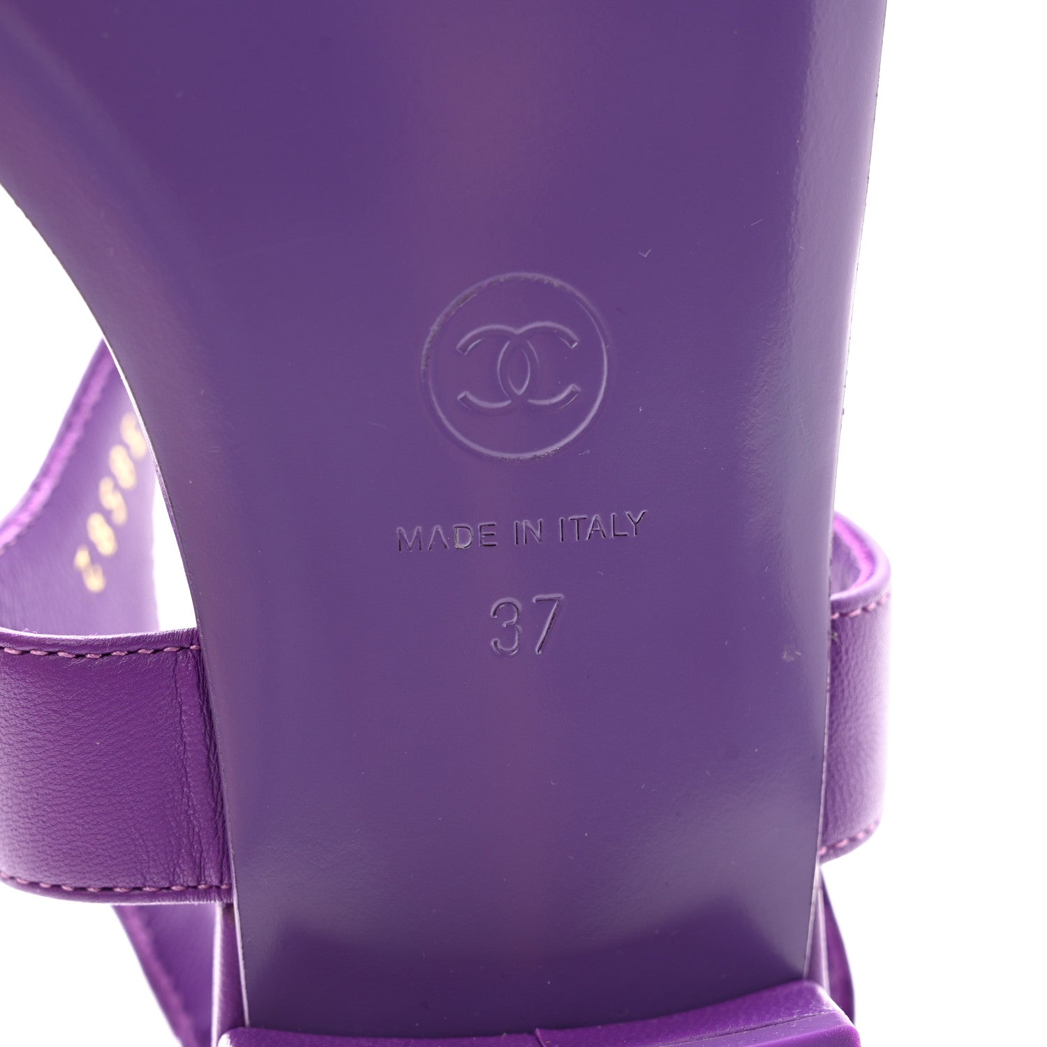 Chanel Lambskin CC Leaf Thong Sandals 37 Purple 7 of 8