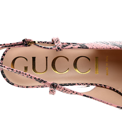 Gucci Calfskin Python Print Horsebit Platform 35/120mm Slingback Pumps 39 Wild Rose 6 of 8