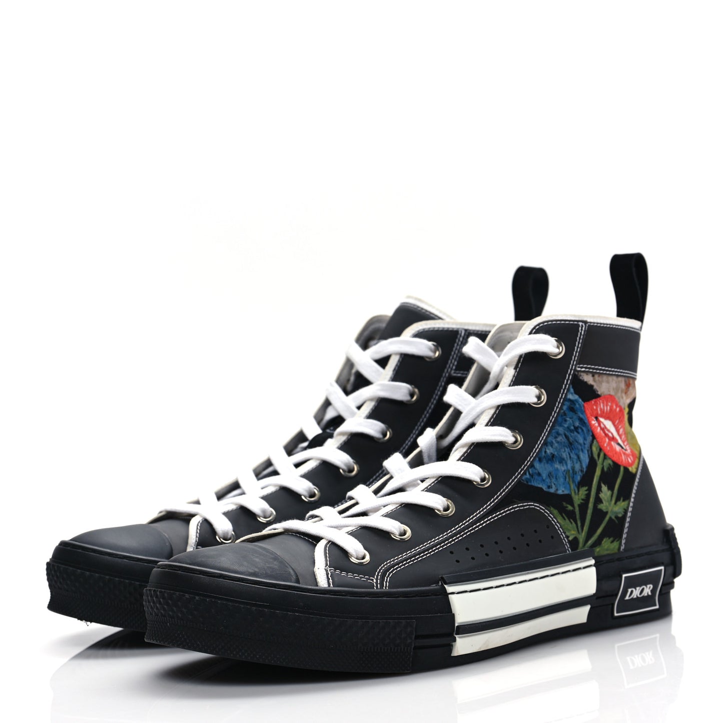 X RAYMOND PETTIBON Technical Canvas Lip Flower Mens B23 High Top Sneakers 42 Black