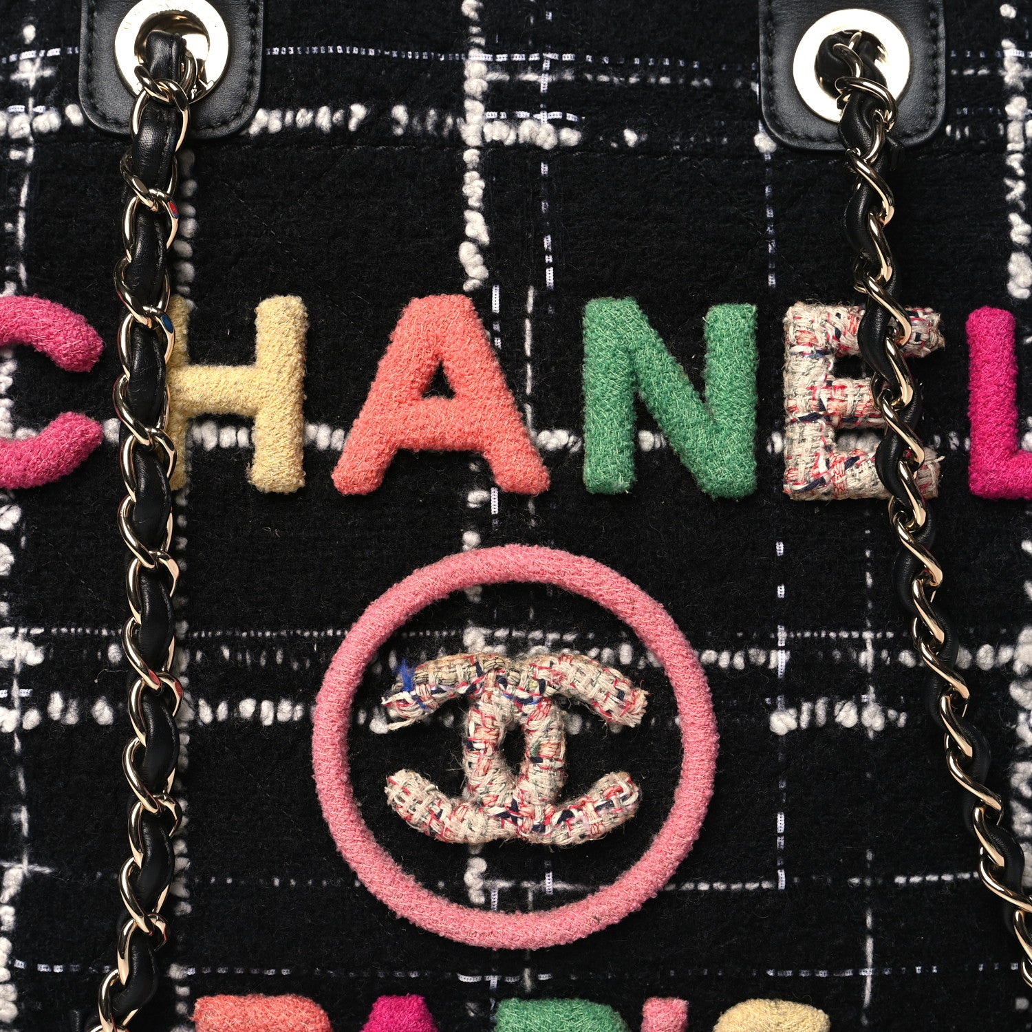 Chanel Tweed Medium Deauville Tote Black White Multicolor 9 of 11