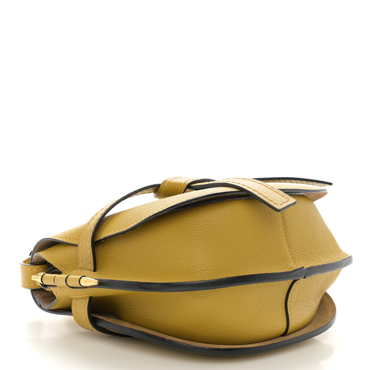 Grained Calfskin Small Gate Crossbody Bag Mustard Yellow