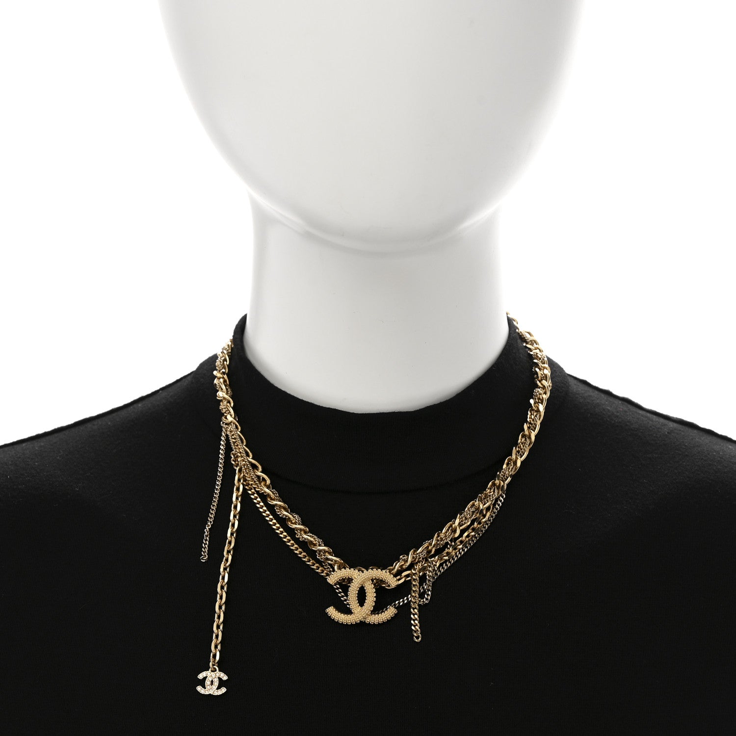 Chanel Metal Chain Link CC Multi Strand Choker Necklace Gold 2 of 7