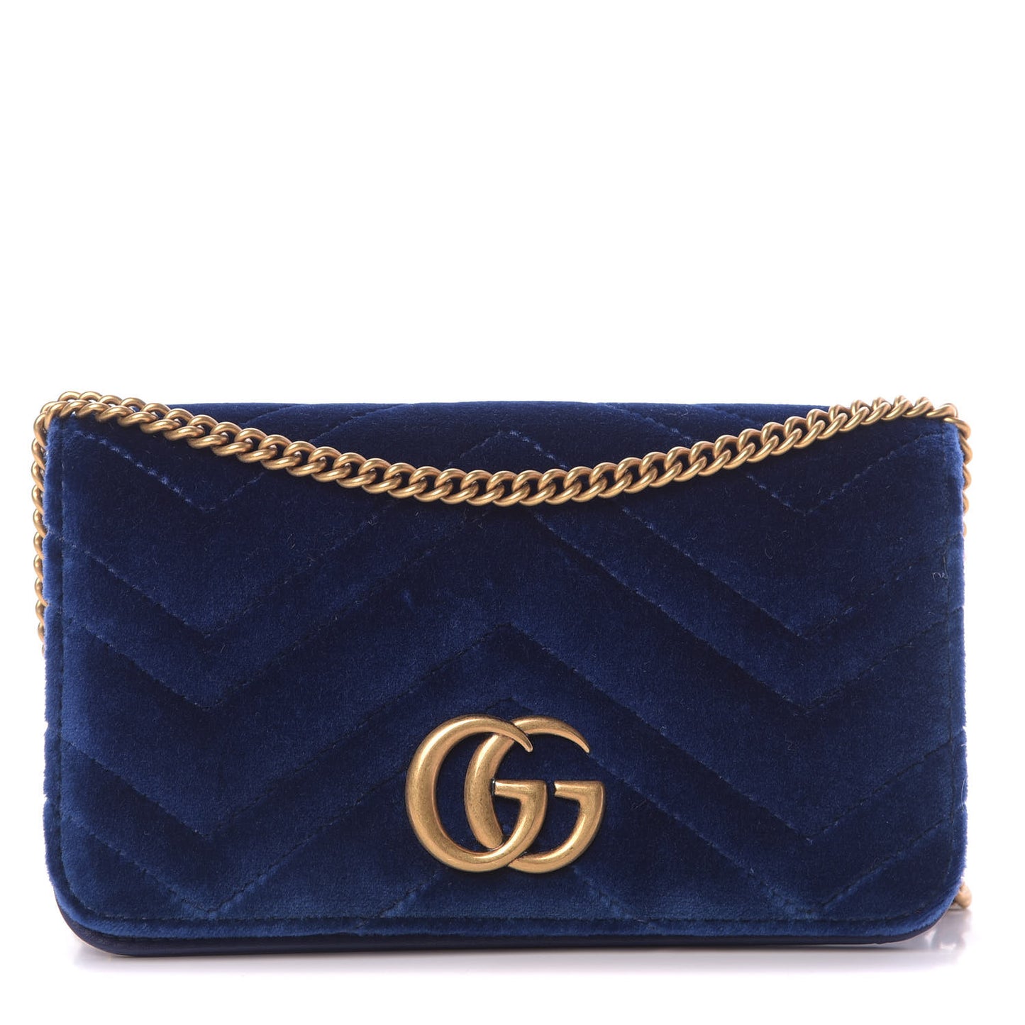 Velvet Matelasse GG Marmont Mini Bag Cobalt Blue