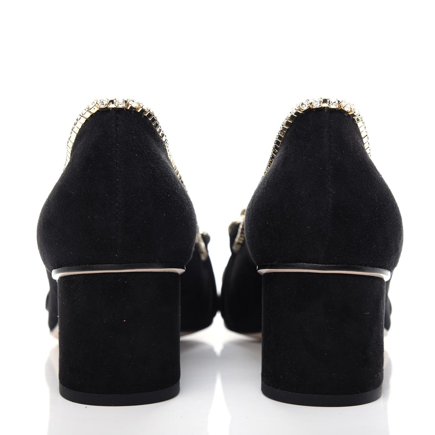 Kid Scamosciato Crystal GG Marmont Fringe 50mm Loafer Pumps 36.5 Black
