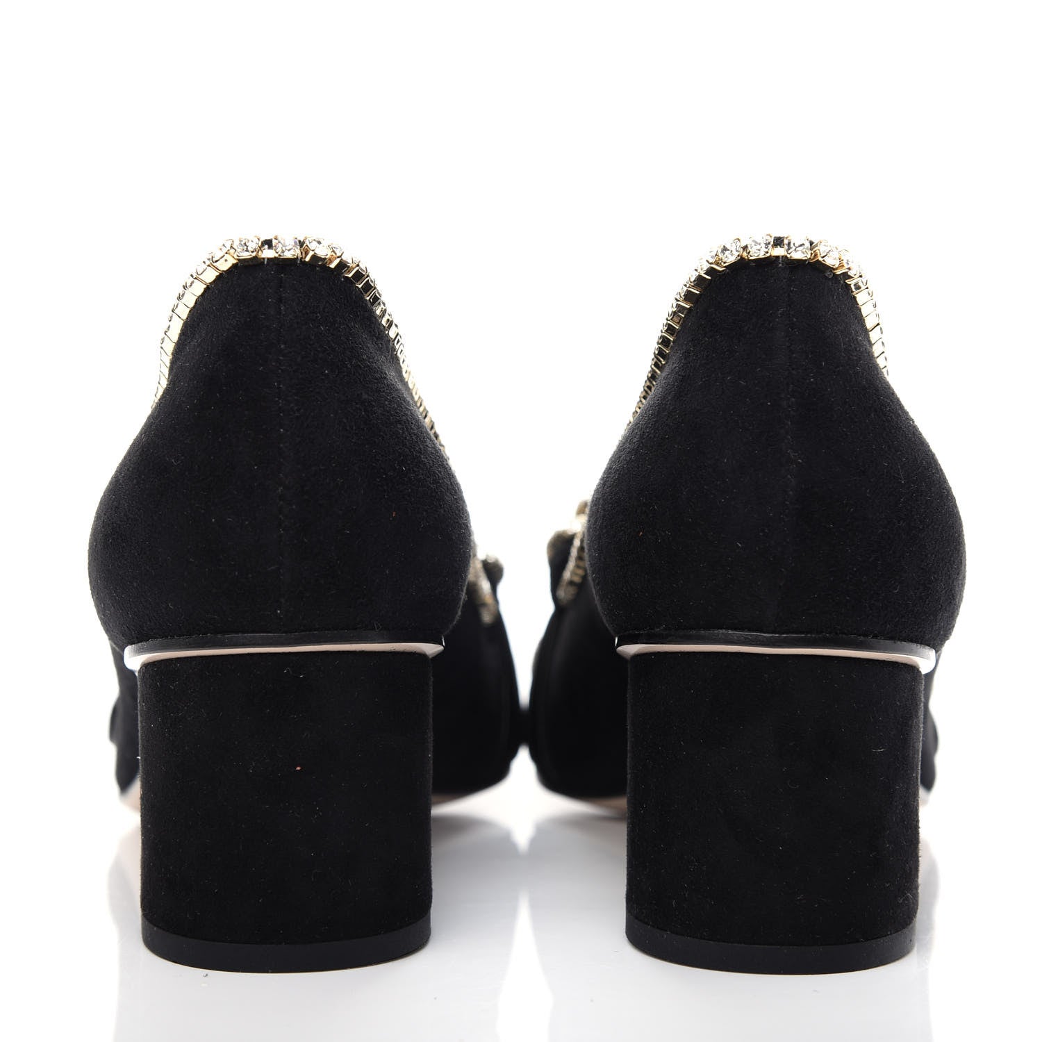 Gucci Kid Scamosciato Crystal GG Marmont Fringe 50mm Loafer Pumps 36.5 Black 7 of 11