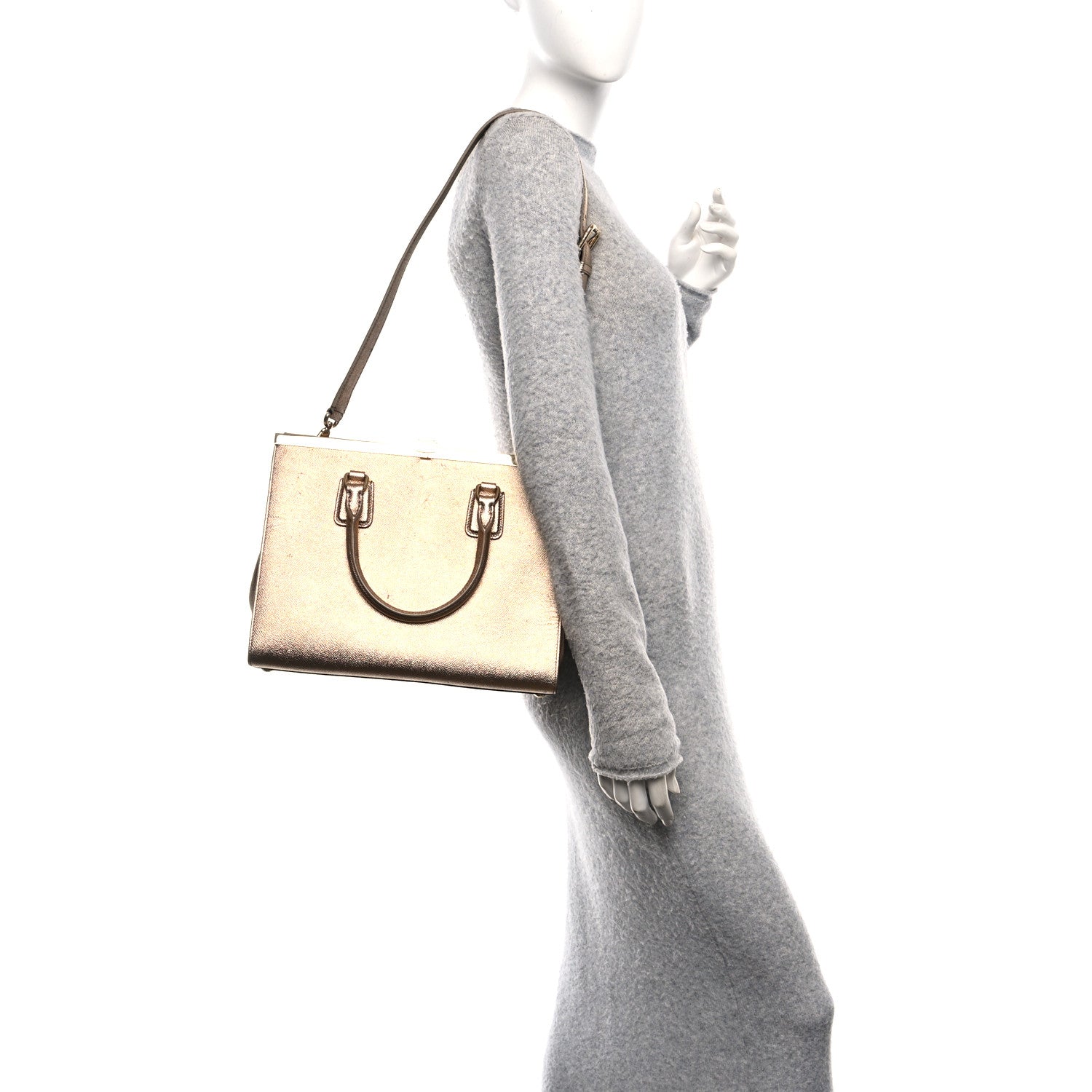 Dolce & Gabbana Metallic Dauphine Medium Frame Tote Gold 2 of 9