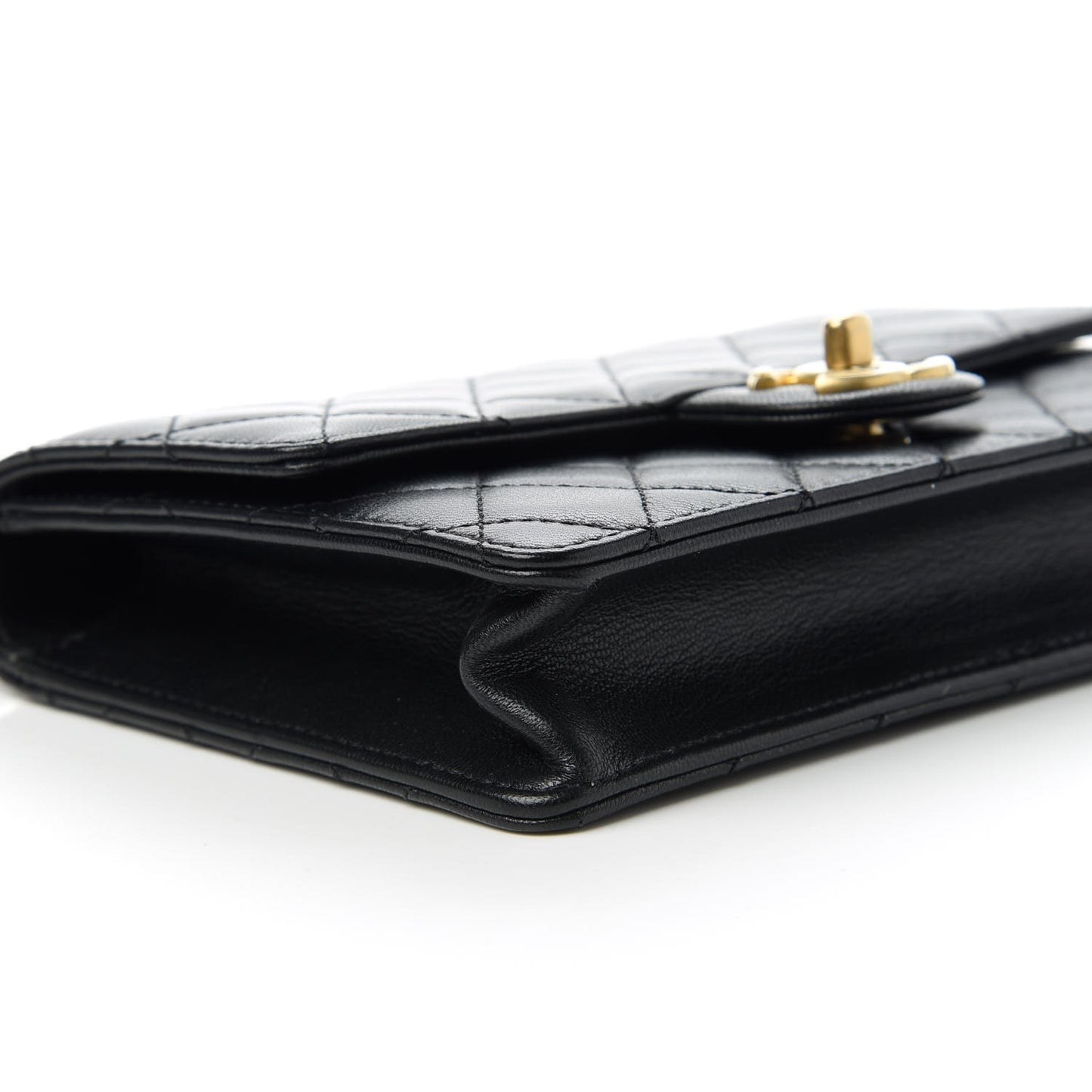 Lambskin Quilted Small Chic Pearls Flap Black
