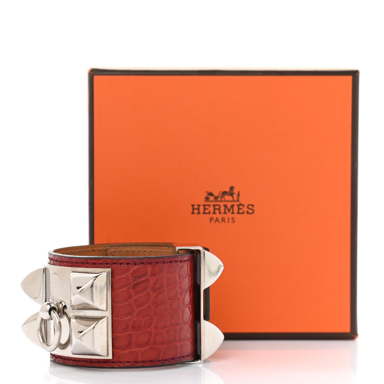 Hermes Matte Alligator Collier De Chien CDC Bracelet S Bougainvillea 7 of 7