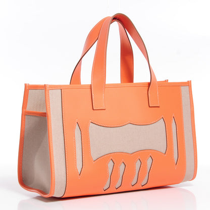 Hermes Swift Toile Petit H Decoupe Basse PM Skeleton Tote Crevette Natural 3 of 7