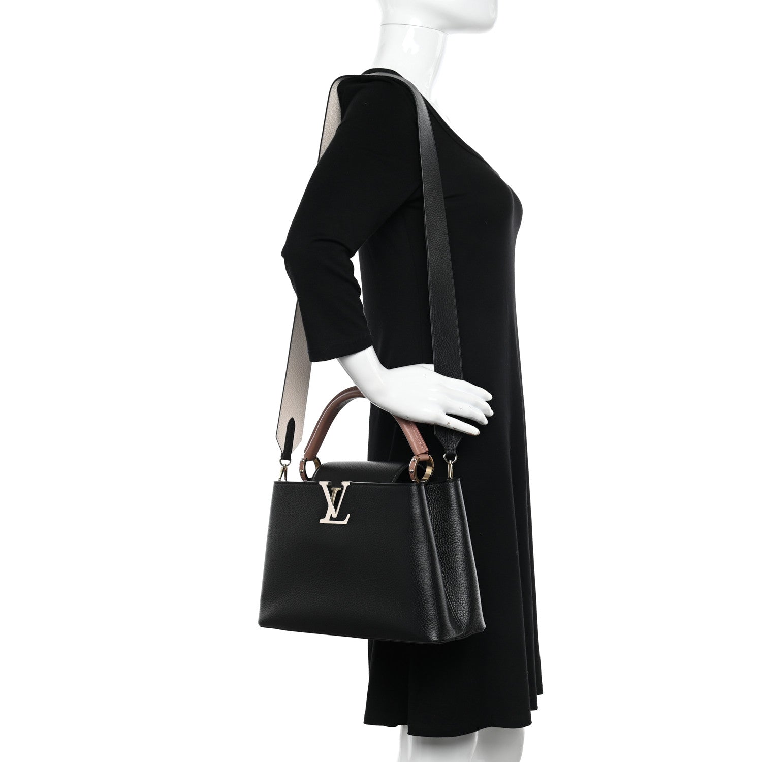 Louis Vuitton Taurillon Capucines PM Black Cream Pink 2 of 11