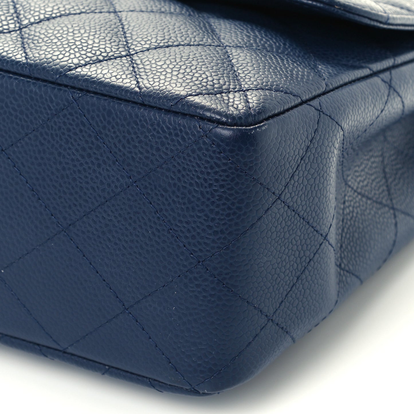 Caviar Quilted Jumbo Single Flap Navy