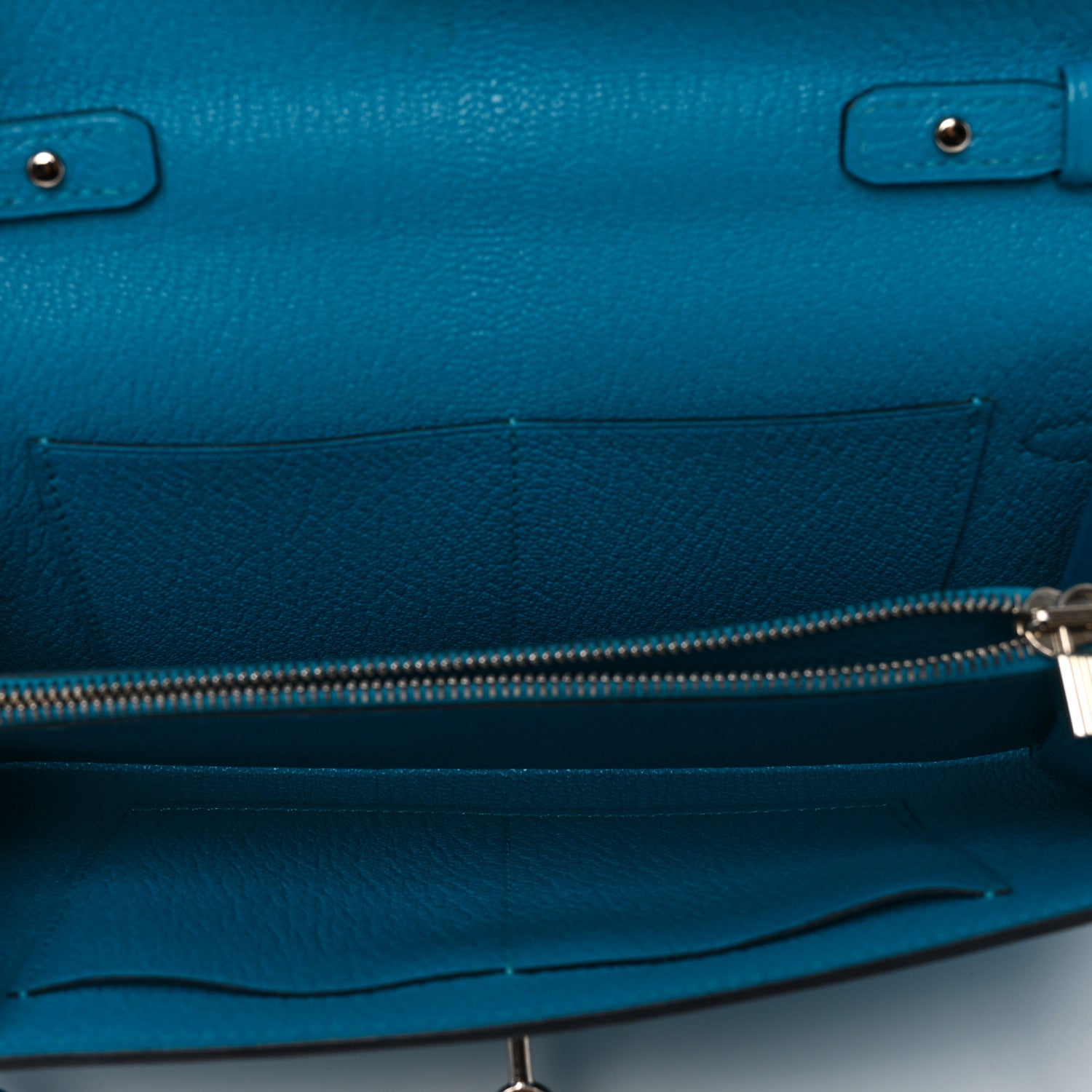 Hermes Chevre Mysore Kelly Wallet To Go Bleu Frida 5 of 9
