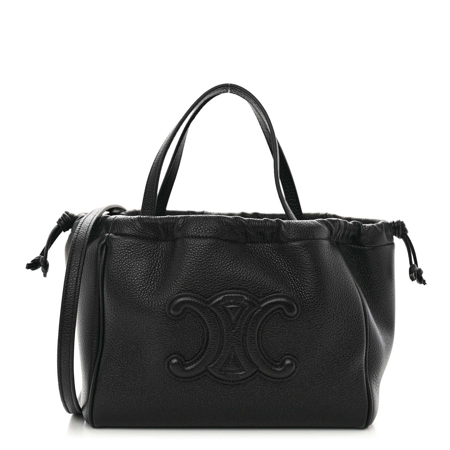 Celine Calfskin Cuir Small Triomphe Cabas Drawstring Black 1 of 10