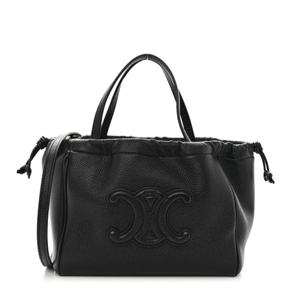 Celine Calfskin Cuir Small Triomphe Cabas Drawstring Black 1 of 10
