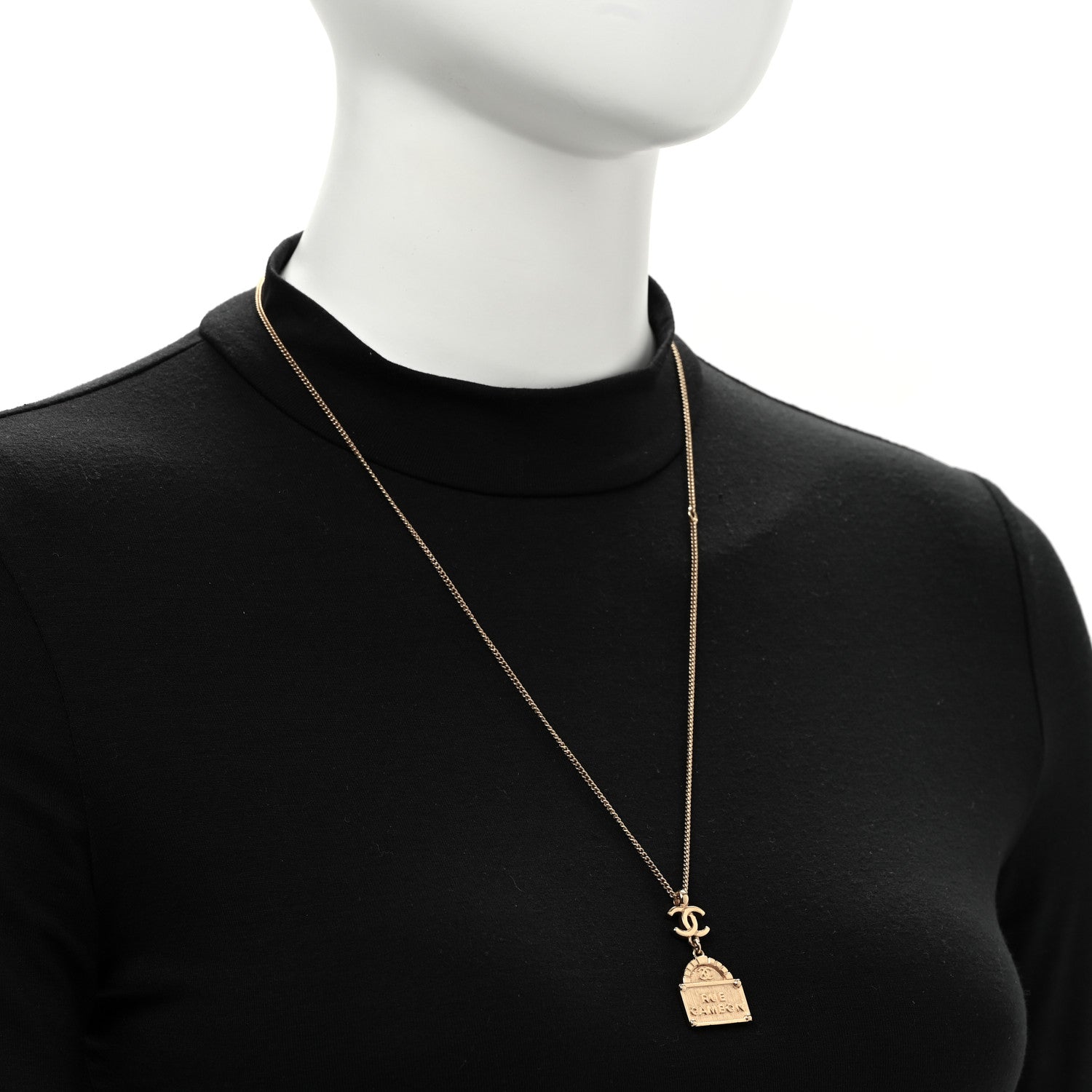 Chanel Metal CC Rue Cambon Necklace Gold 2 of 6