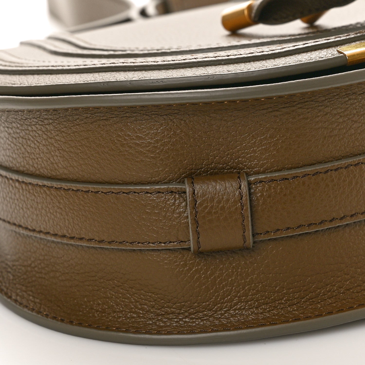 Chloe Grained Calfskin Medium Marcie Slim Round Crossbody Bag Dark Khaki 9 of 11