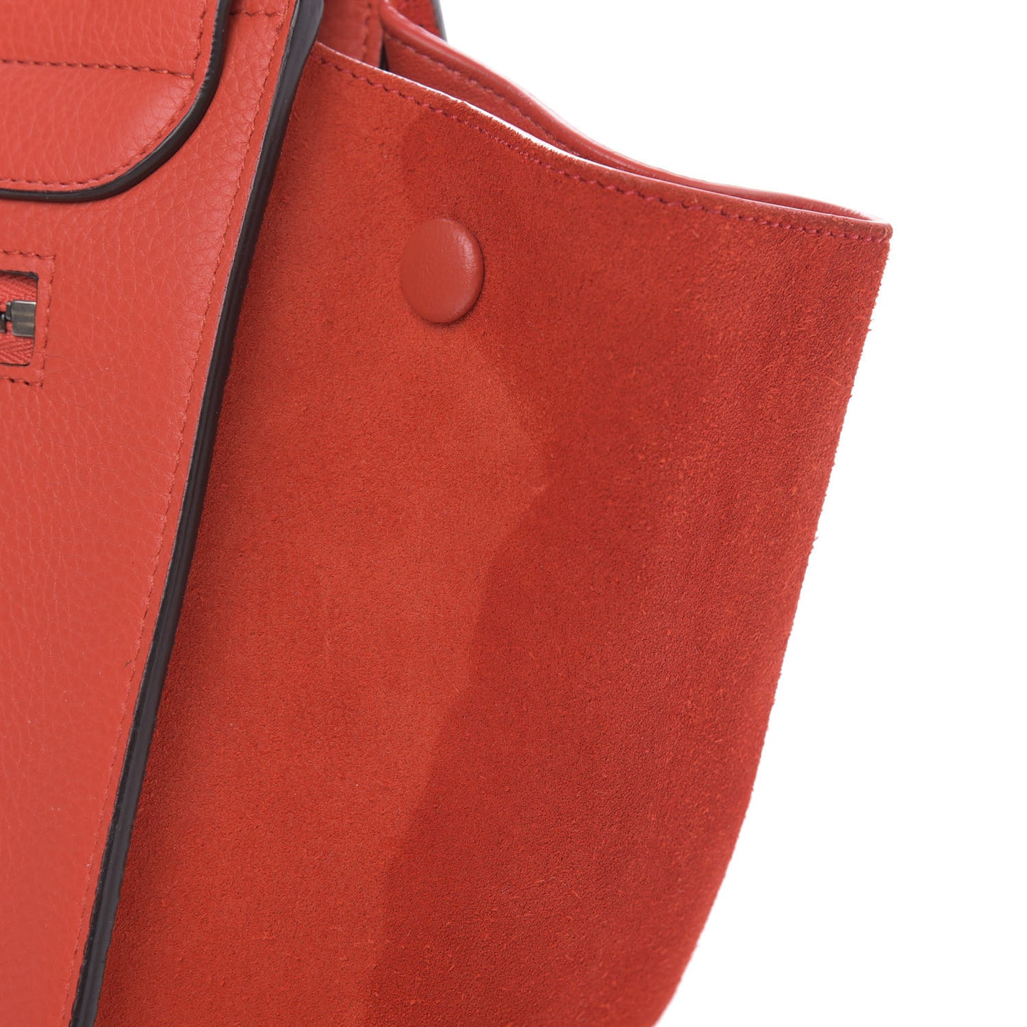 Drummed Calfskin Suede Small Trapeze Vermillion