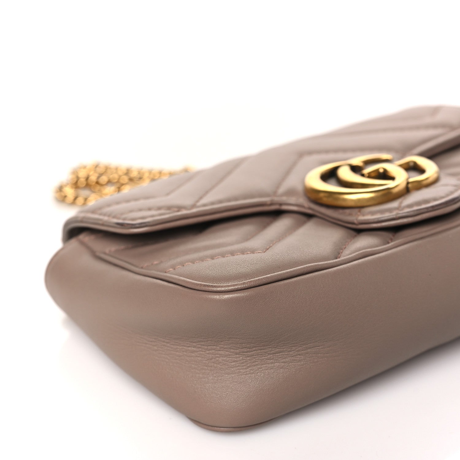Gucci Calfskin Matelasse Super Mini GG Marmont Shoulder Bag Porcelain Rose 9 of 13