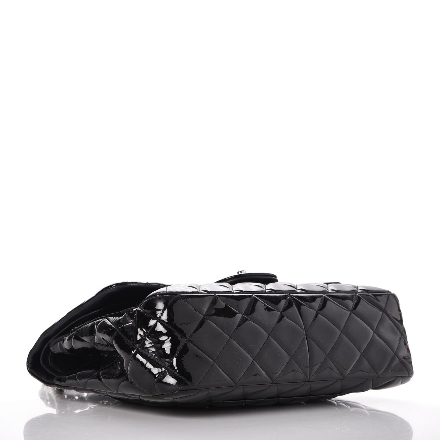 Patent Quilted Jumbo Double Flap Black