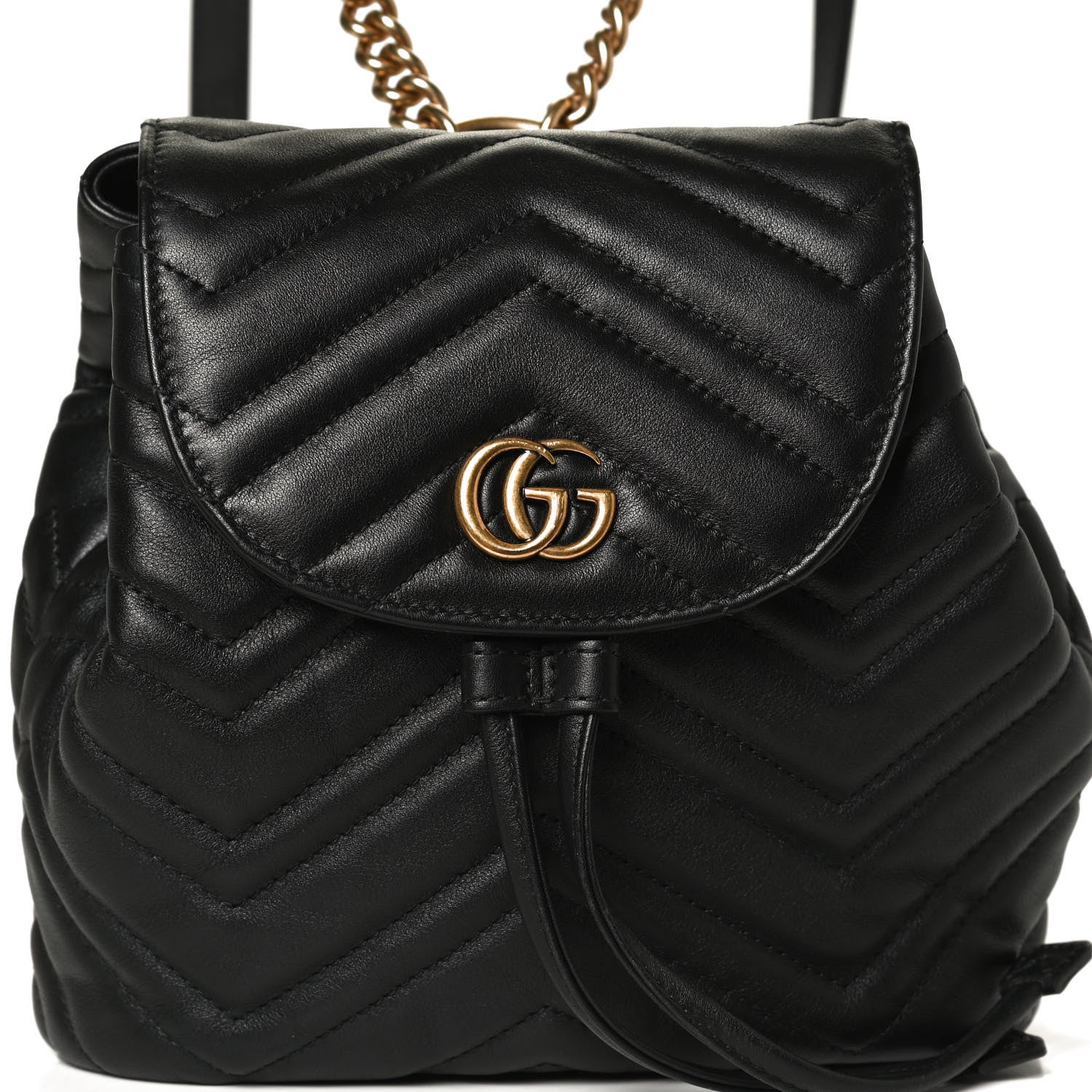 Gucci Calfskin Matelasse GG Marmont Flap Backpack Black 8 of 12