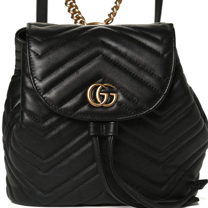 Gucci Calfskin Matelasse GG Marmont Flap Backpack Black 8 of 12