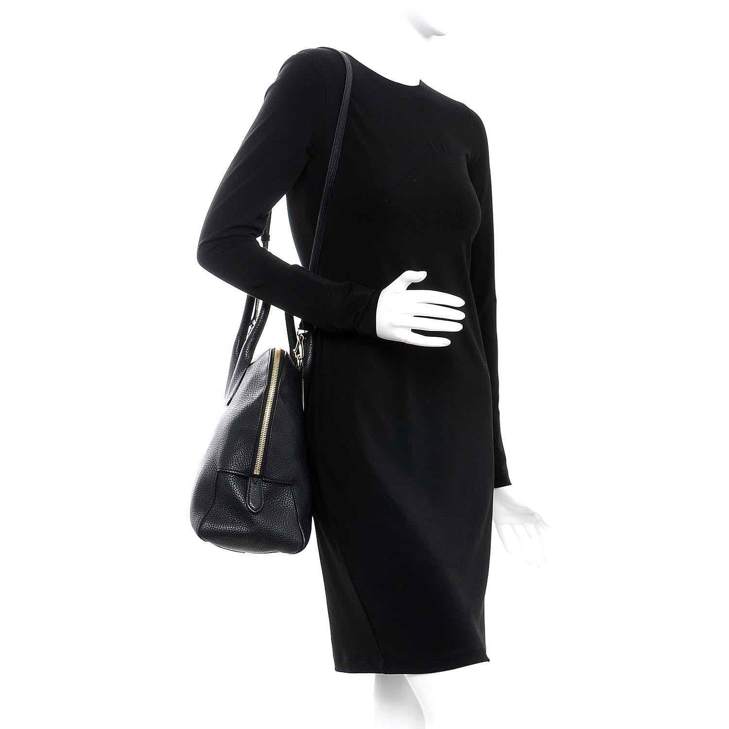Burberry London Grainy Calfskin Medium Greenwood Bowling Bag Black 2 of 9