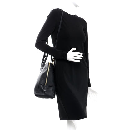 Burberry London Grainy Calfskin Medium Greenwood Bowling Bag Black 2 of 9