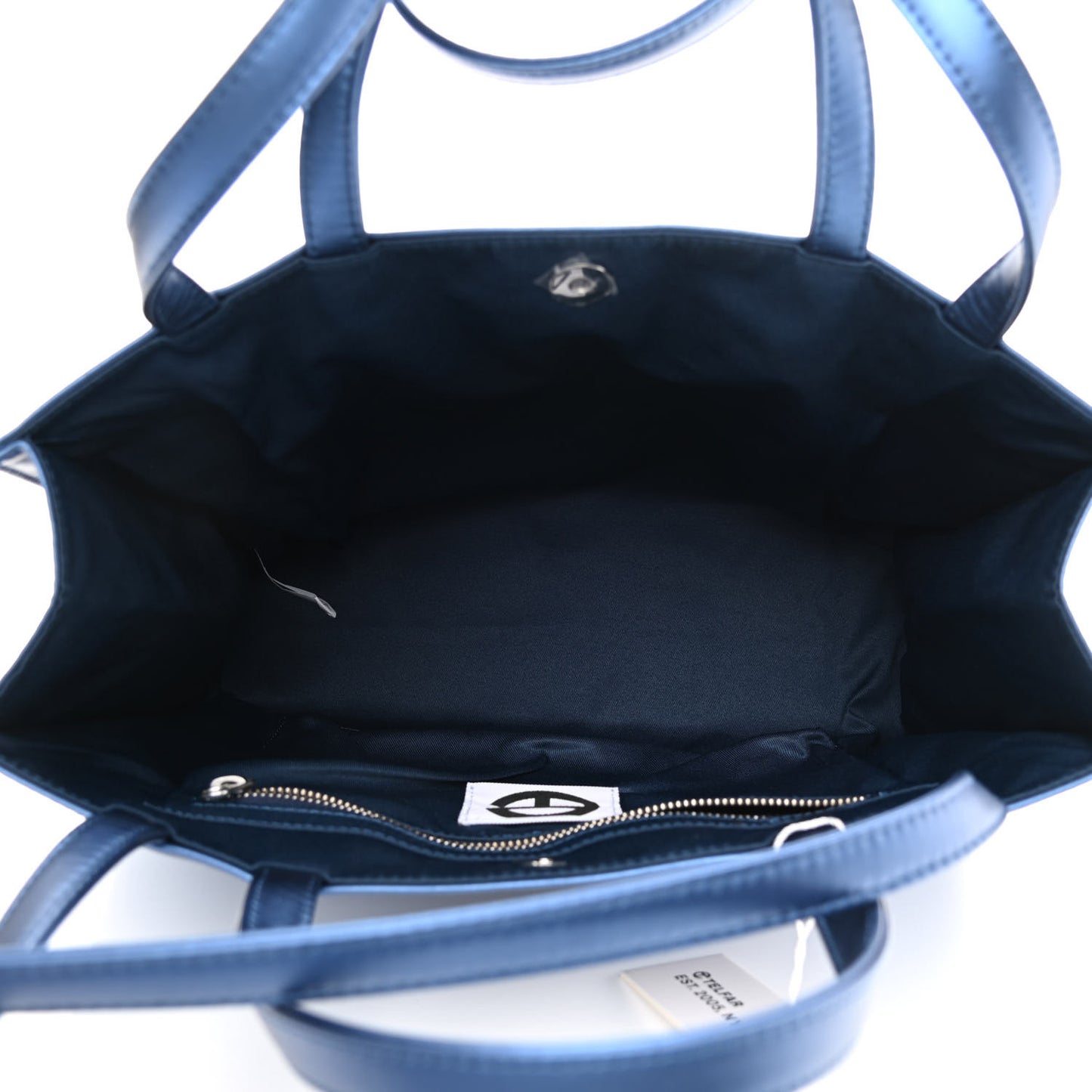 Metallic Vegan Leather Medium Shopping Bag Cobalt