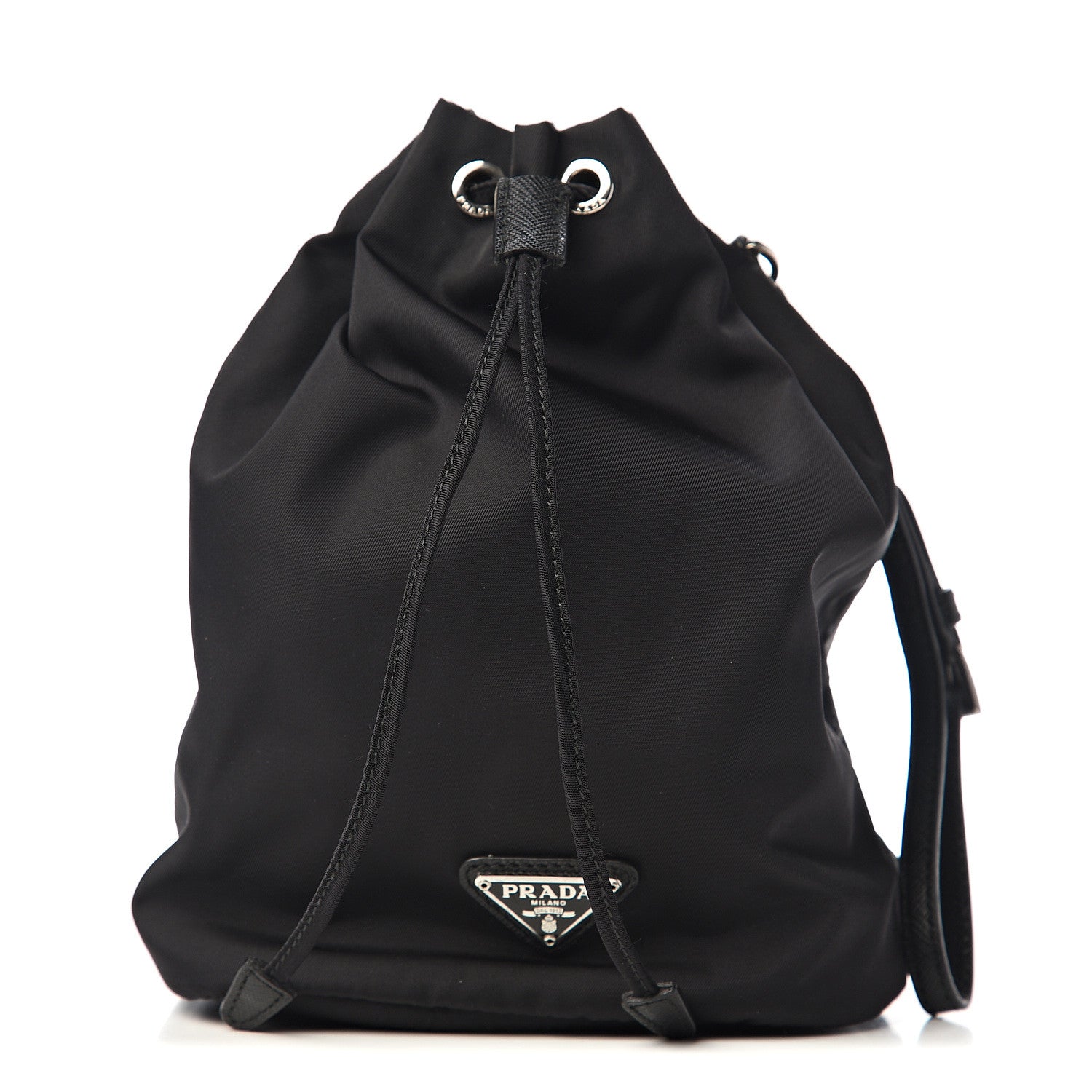 Prada Saffiano Tessuto Nylon Vela Bucket Wristlet Black 1 of 6