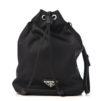 Prada Saffiano Tessuto Nylon Vela Bucket Wristlet Black 1 of 6