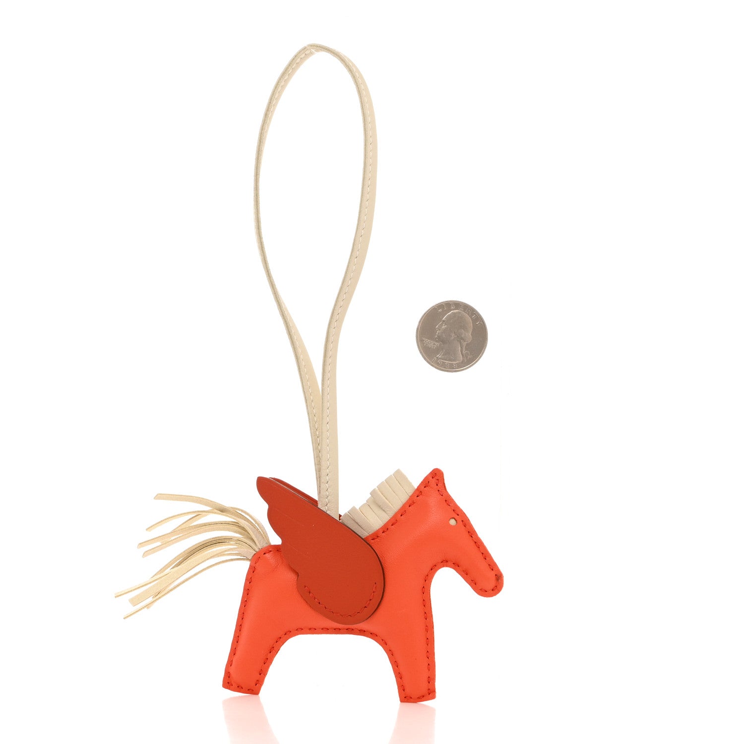 Hermes Milo Lambskin Grigri Rodeo Pegase Horse Bag Charm PM Orange Poppy Craie Terre Battue 2 of 5
