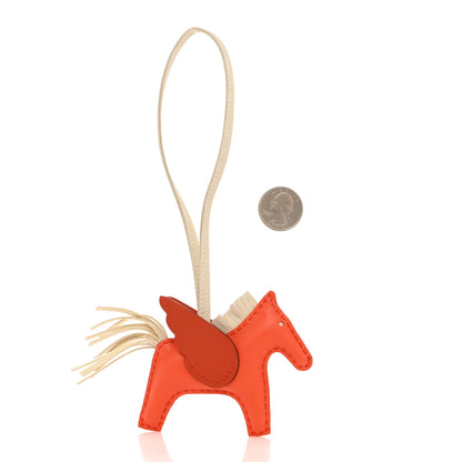 Hermes Milo Lambskin Grigri Rodeo Pegase Horse Bag Charm PM Orange Poppy Craie Terre Battue 2 of 5