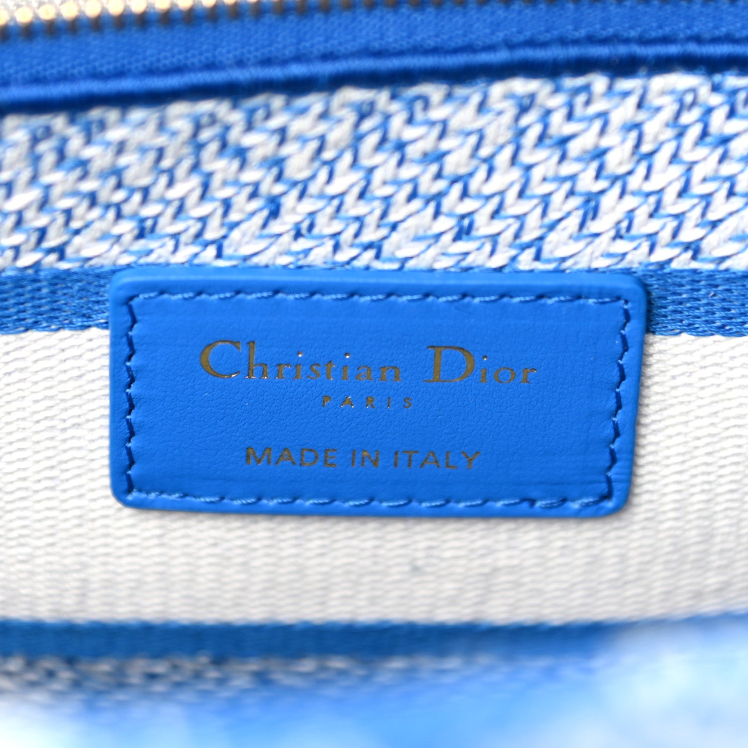 Christian Dior Toile de Jouy Embroidered Large Lady D-Lite Fluorescent Blue 5 of 9