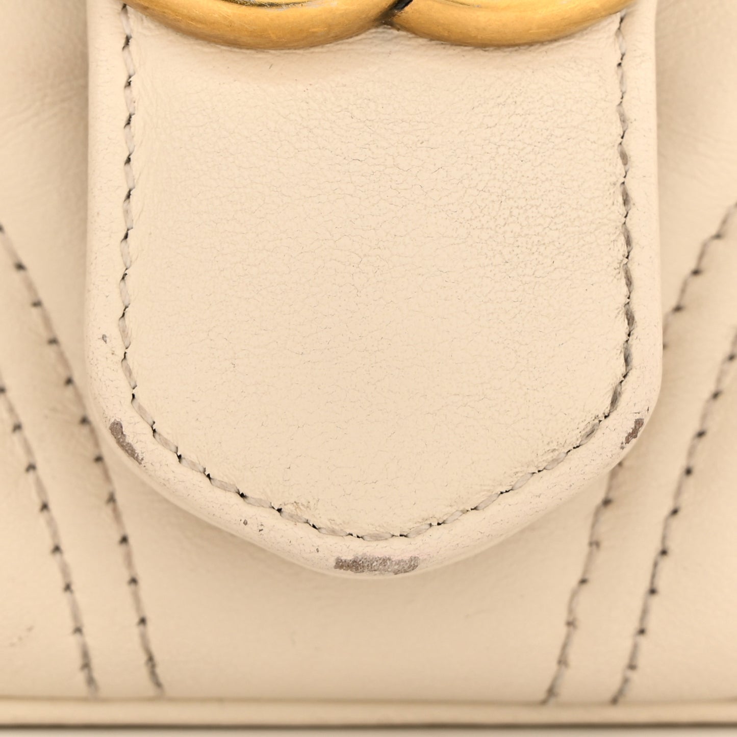 Calfskin Matelasse Mini GG Marmont Top Handle Shoulder Bag White