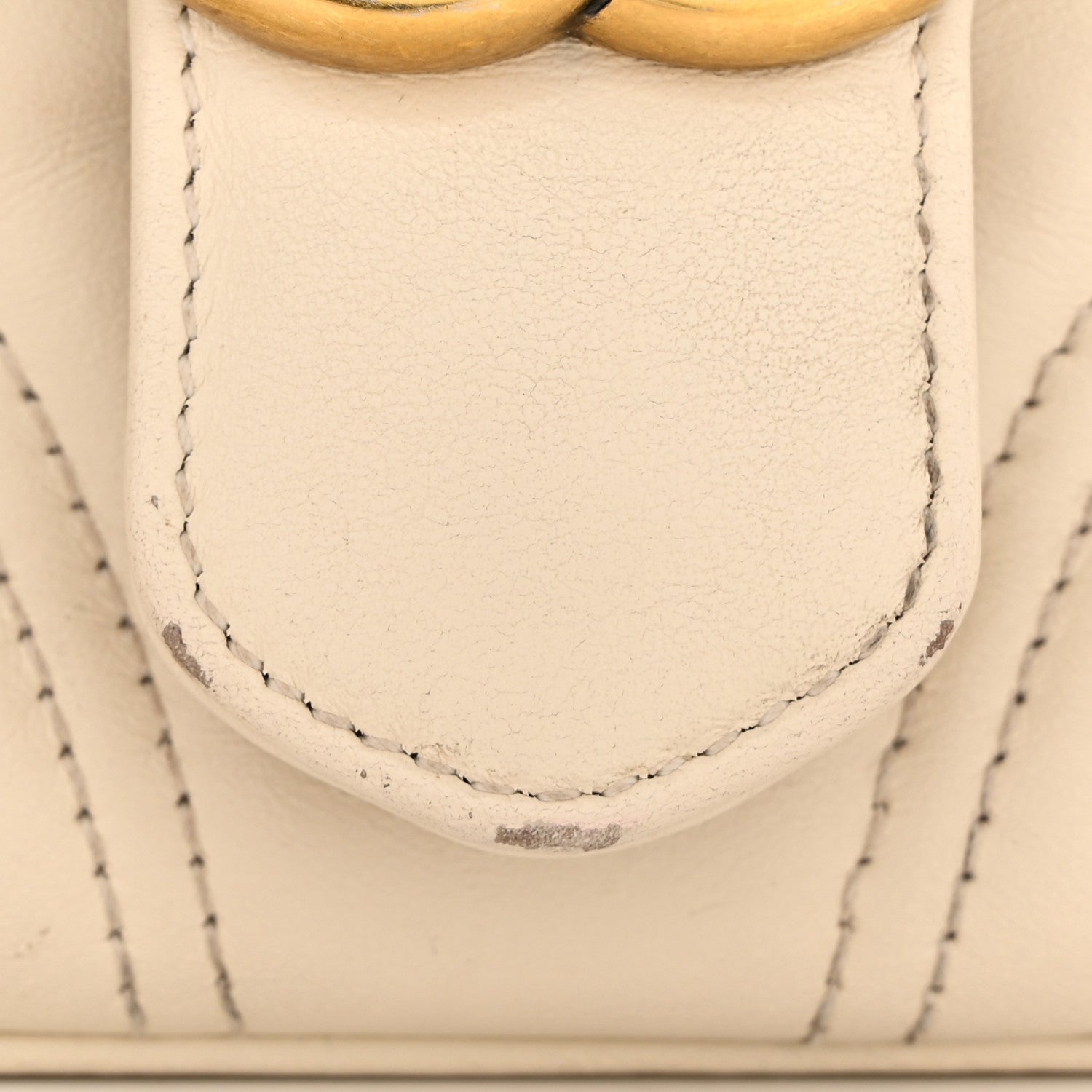 Gucci Calfskin Matelasse Mini GG Marmont Top Handle Shoulder Bag White 15 of 16