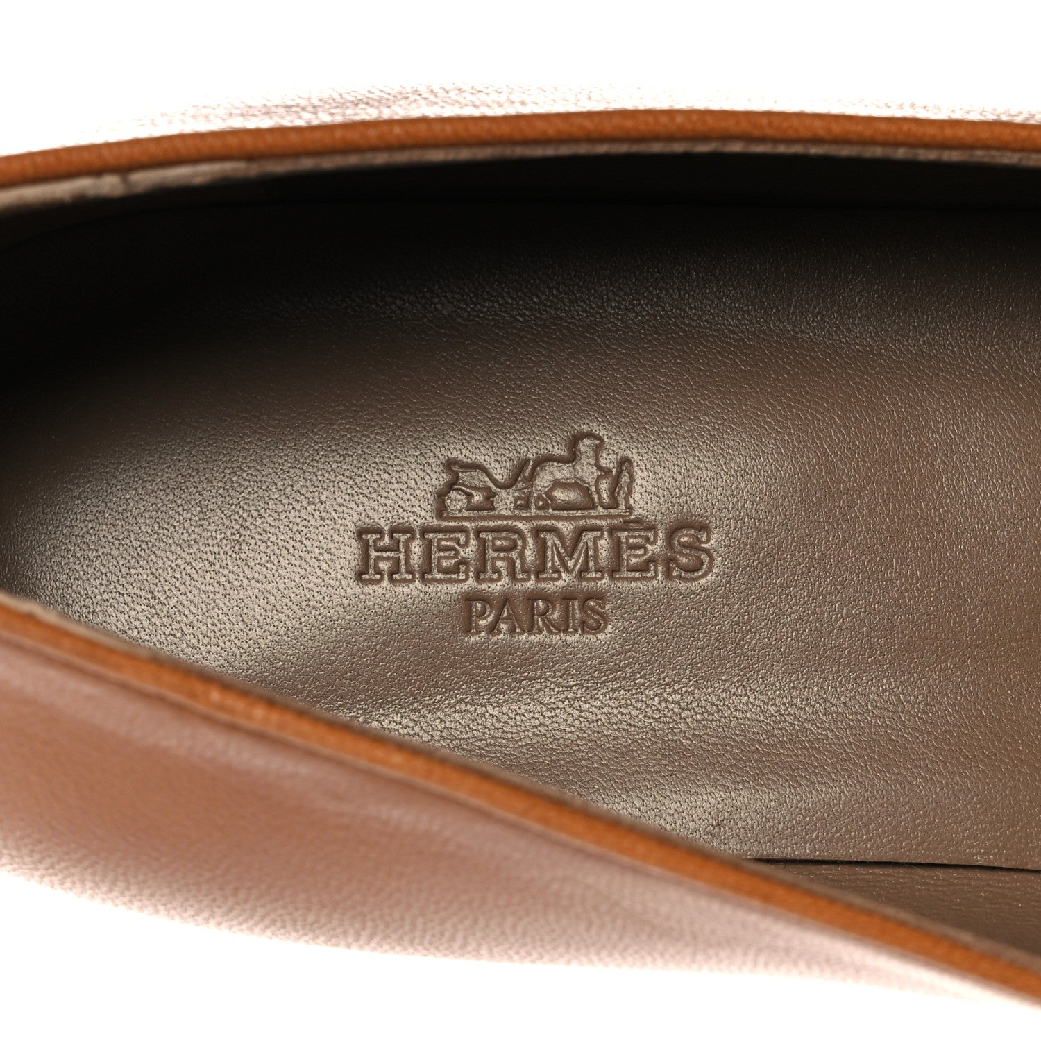 Hermes Goatskin Womens Dahlia Loafers 38 Beige Dore 7 of 11