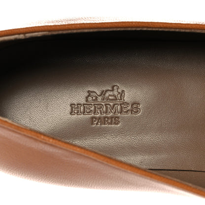 Hermes Goatskin Womens Dahlia Loafers 38 Beige Dore 7 of 11