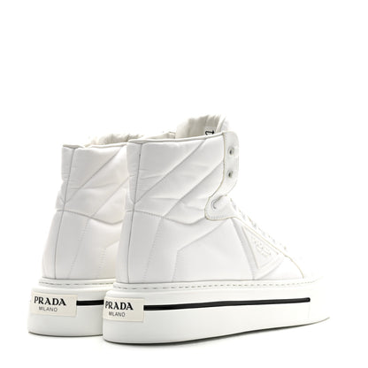 Prada Re-Nylon Gabardine Spazzolato Macro Quilted Triangle Logo High Top 45mm Sneakers 38.5 White 5 of 10