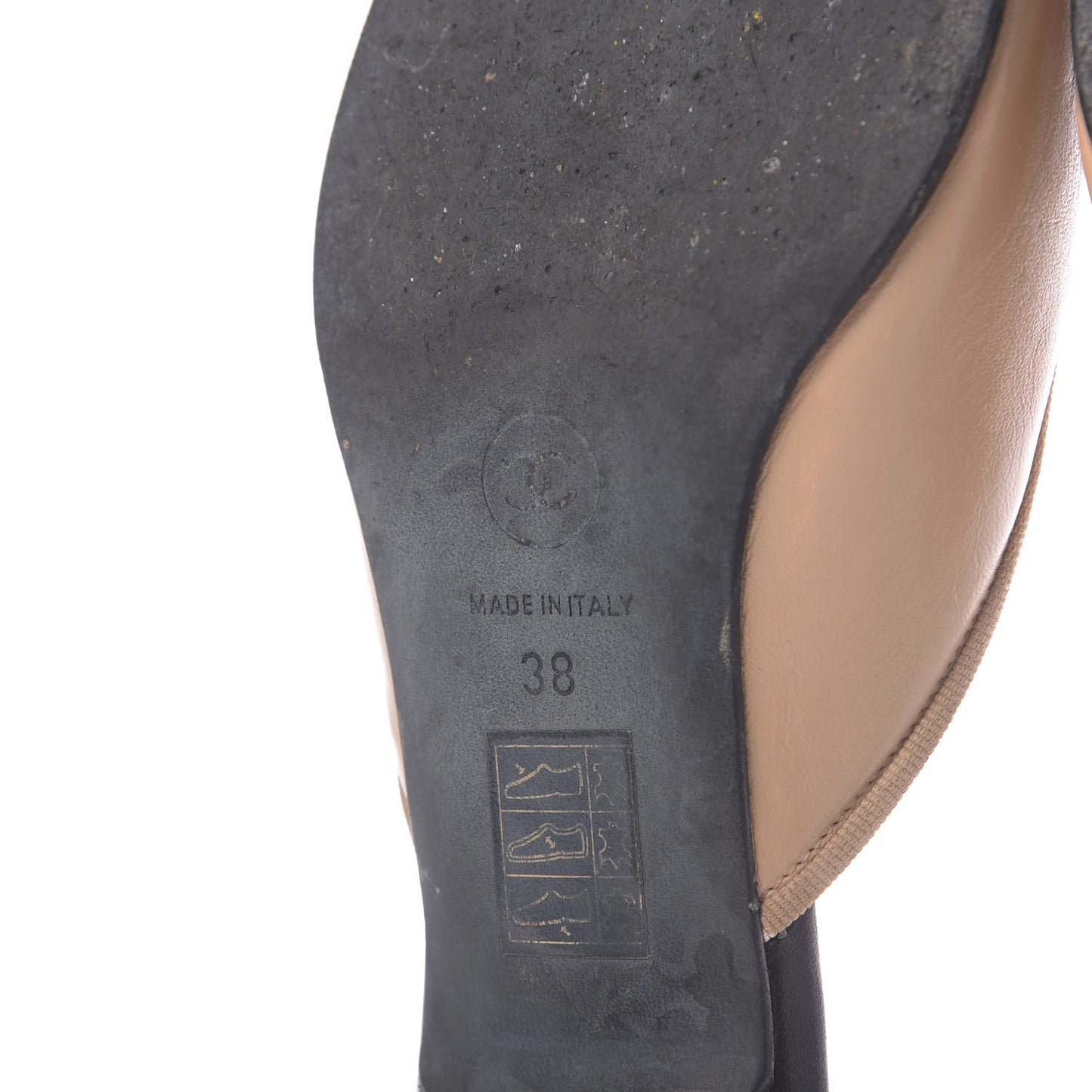 Lambskin Cap Toe CC Mules 38 Beige Black