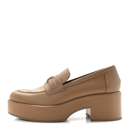 Chanel Calfskin CC Platform Loafers 38 Beige 1 of 8