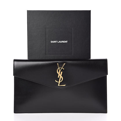 Saint Laurent Smooth Shiny Calfskin Monogram Uptown Pouch Black 9 of 9