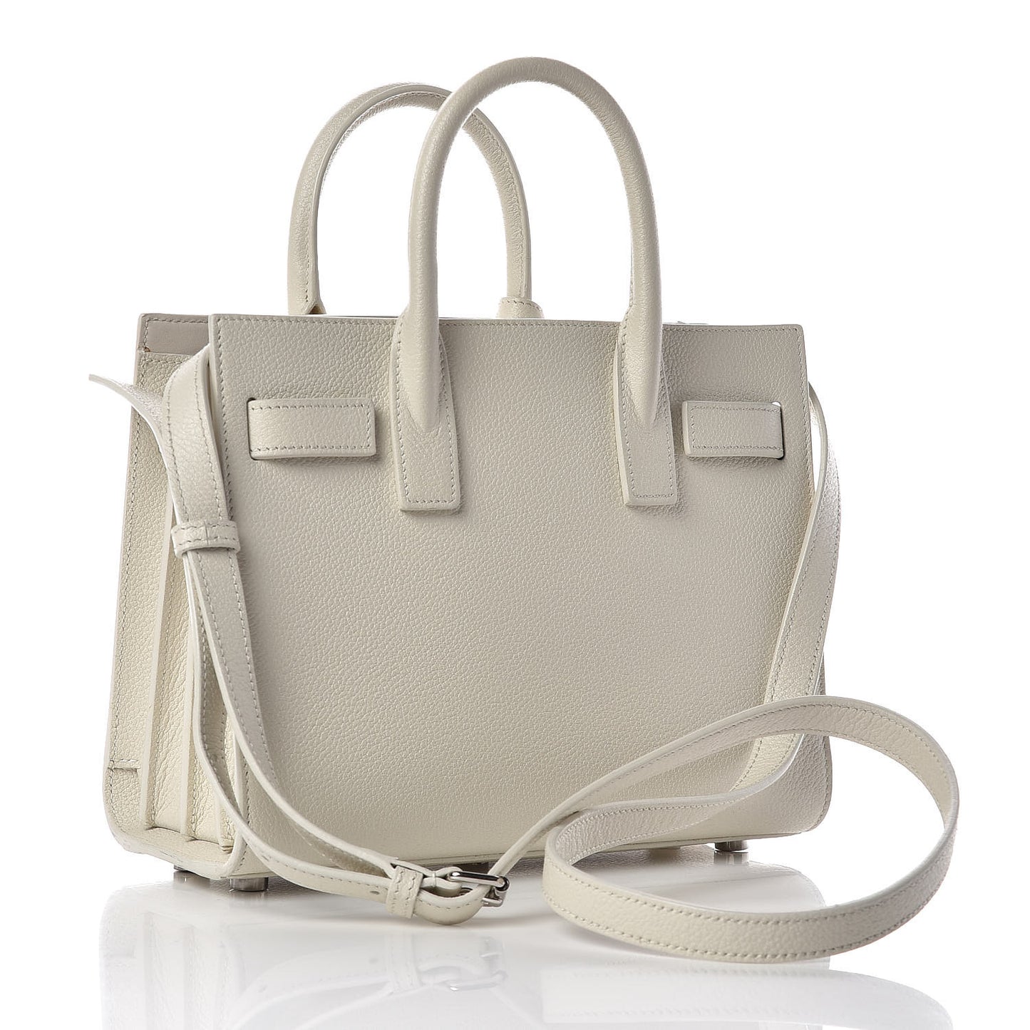 Grained Calfskin Nano Sac de Jour Dove White