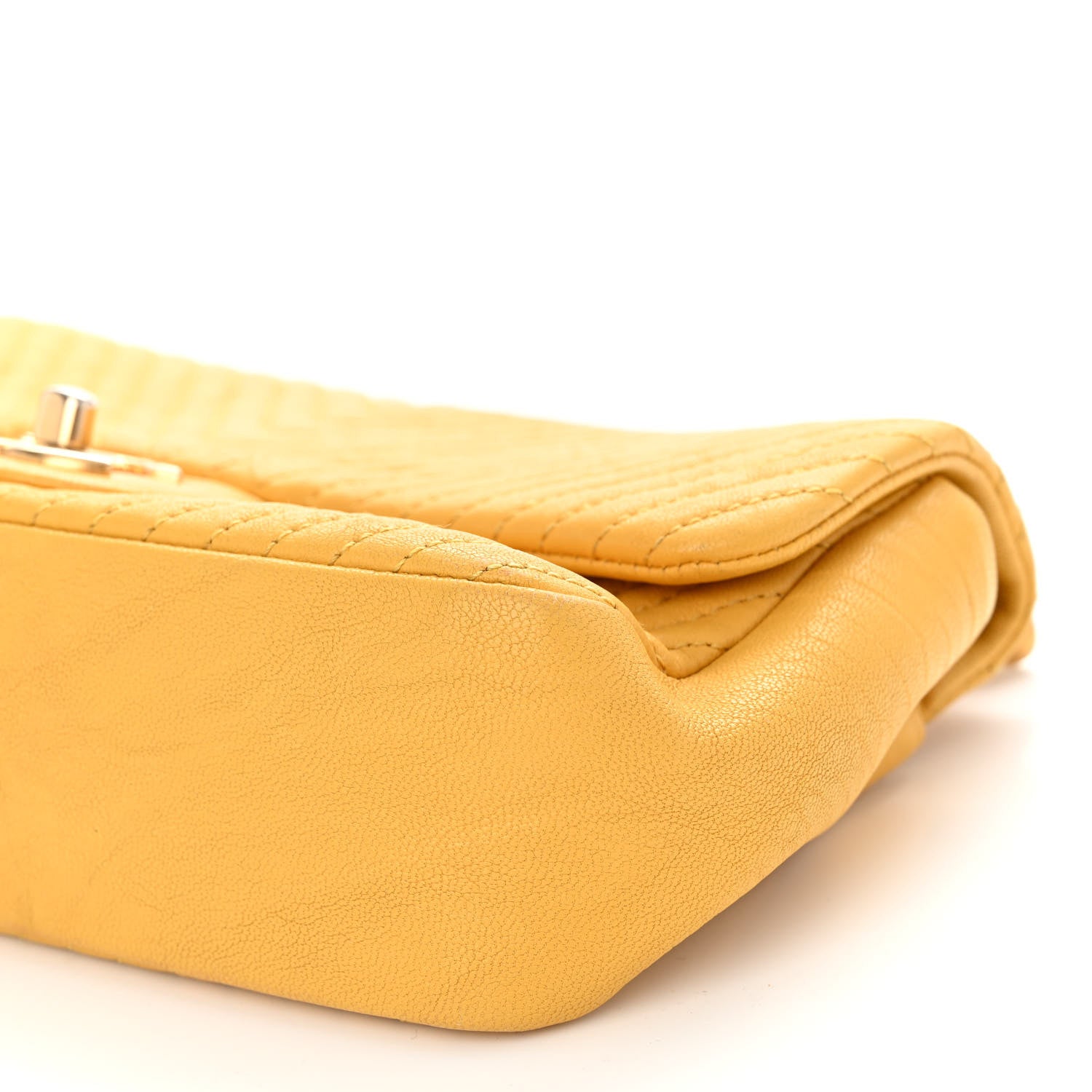Chanel Calfskin Chevron Quilted Small Surpique Flap Yellow 10 of 11