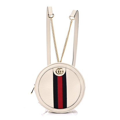 Gucci Textured Calfskin Web Mini Ophidia Round Backpack Mystic White 1 of 10