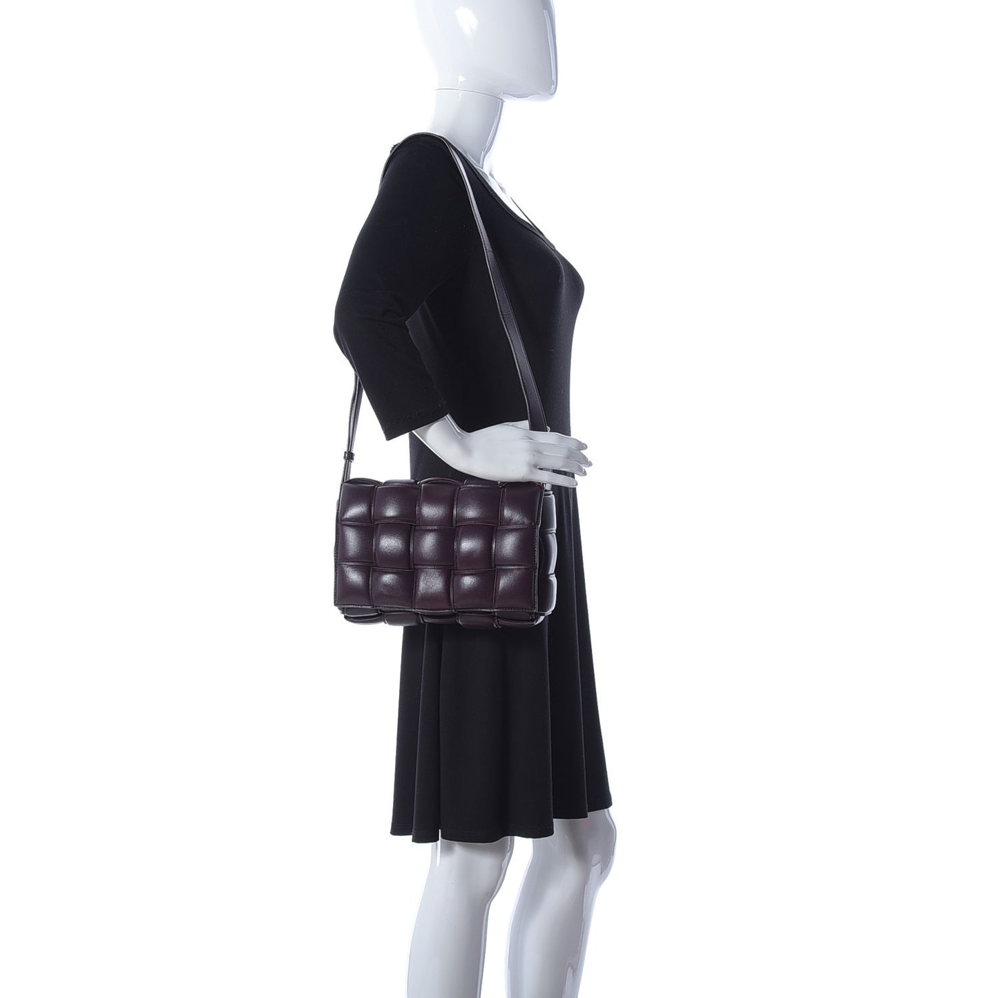 Nappa Maxi Intreccio Padded Cassette Crossbody Bag Plum