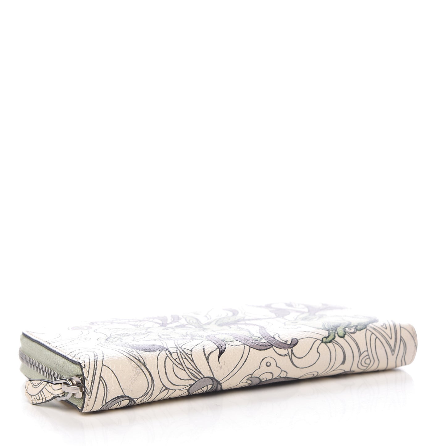X JAMES JEAN Glace Calfskin Rabbit Print Zip Around Wallet Giada