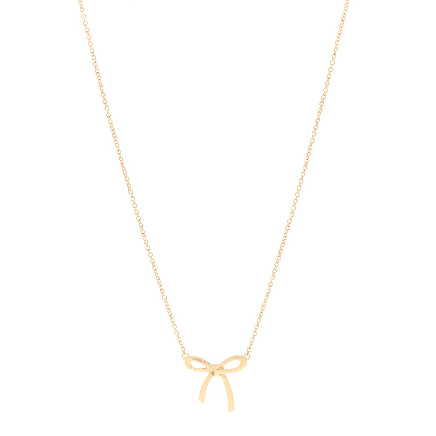 Tiffany 18K Yellow Gold Mini Bow Pendant Necklace 1 of 6