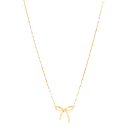 Tiffany 18K Yellow Gold Mini Bow Pendant Necklace 1 of 6